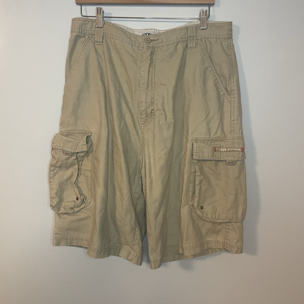 One Tough Brand OTB Cargo Shorts Men's 36‎ Beige Pockets Y2K 90's